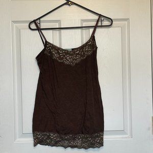 Maurices Lace-Edged Camisole, Chocolate Brown, Size Medium